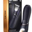Body Hair Trimmer for Men: Pubic Hair Trimmer with Mirror & LED Light - Electric Ball Shavers with Ceramic Blades & Travel Lock - Body Groomer IPX7 Waterproof Wet or Dry Use for Groin/Legs/Chest (Deep Blue)