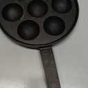 WUWEOT Cast Iron Aebleskiver Pan, 2" Ebelskiver Pan Banh Khot Griddle, 7 Hole NonStick Appam Maker Pan, Half Sphere Appe Maker with Turn Sticks and Brush for Baking Cooking