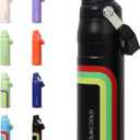 DLOCCOLD 24 OZ Water Bottle with Handle and Angled Spout Lid, Leakproof for Travel & Sports, Double Wall Insulated Stainless Steel Reusable Water Bottle, Wide Mouth QuickFill Design (Rainbow)