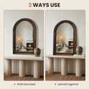 Arched Bathroom Mirror, 40"x28" Brown Wood Frame Wall Mirror