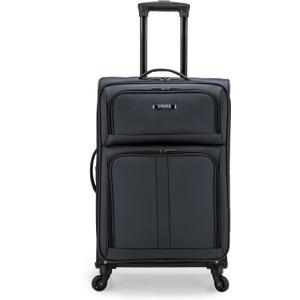 U.S. Traveler Anzio Softside Expandable Spinner Luggage, Dark Grey, Checked-Medium 26-Inch