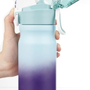 BJPKPK 18oz Insulated Water Bottle with Straw Stainless Steel Double Wall Water Bottles BPA Free Leak Proof Thermal Flask with Lockable Flip Lid and Soft Silicone Spout,Ocean Dream