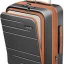 Carry On Luggage 22x14x9 Airline Approved, FLO5 Expandable Polycarbonate Suitcase with Front Pocket (FX-Core, Brown-Black, 20 Inch)