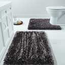 Yimobra Bathroom Rugs Sets 2 Piece, Luxury Shaggy Extra Thick Bathroom Rugs, Plush Non-Slip Mats for Bath Room Floor, U-Shaped Toilet Mat, Ultra Absorbent, 31.5 x 19.8 + 24.4 x 20.4 Inches, Dark Gray