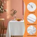 TWINPRET Rectangle Tablecloth 60 x 102 Inch, White Waterproof Washable Polyester Table Cloth - Stain & Oil Resistant Rectangular Table Cover for Banquet & Party (Fits 6 Foot Tables) [2 Pack]
