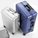 Premium Aluminum Carry On Luggage 20”, Metal Shell Zipperless Suitcase with Spinner & Removable Wheels, Airline-Approved Size 22"x14"x8.3", 9 lbs, Includes 2 Spare Wheels & TSA Lock (Blue)