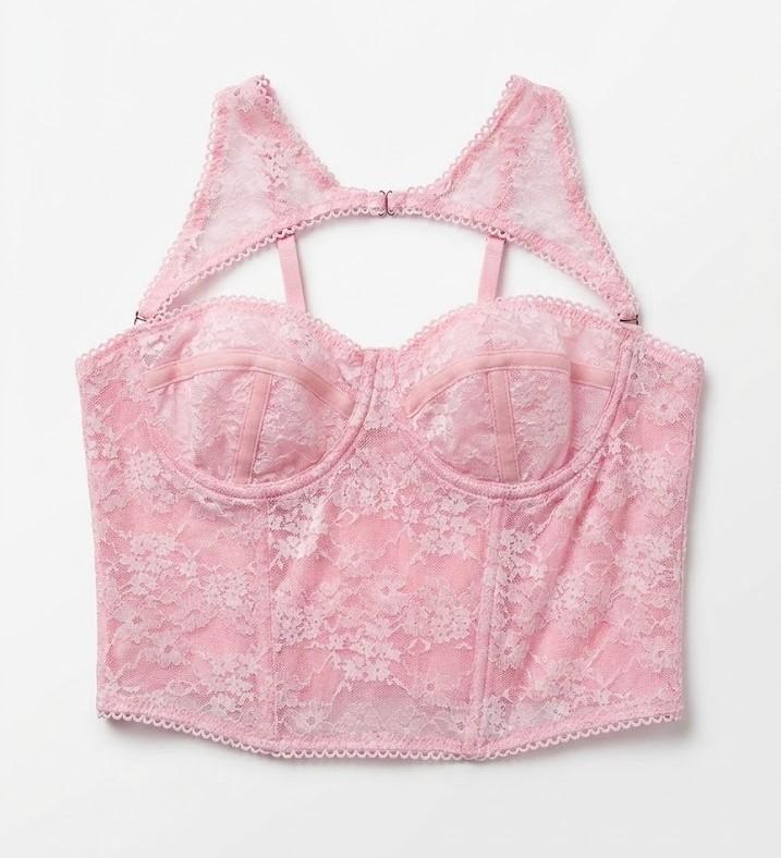 Women's Lace Bustier Crop Top, Sexy Floral Lingerie Corset with Cutout Detail, Elegant Sleeveless Camisole for Party or Night Out L