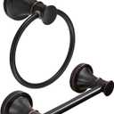 RUMOSE Toilet Paper Holder and Hand Towel Ring Oil Rubbed Bronze Wall Mount Bathroom Hardware Accessories 2 PCS Set Flexible Pivoting Toilet Tissue Roll Holder and Towel Hanger, Stainless Steel