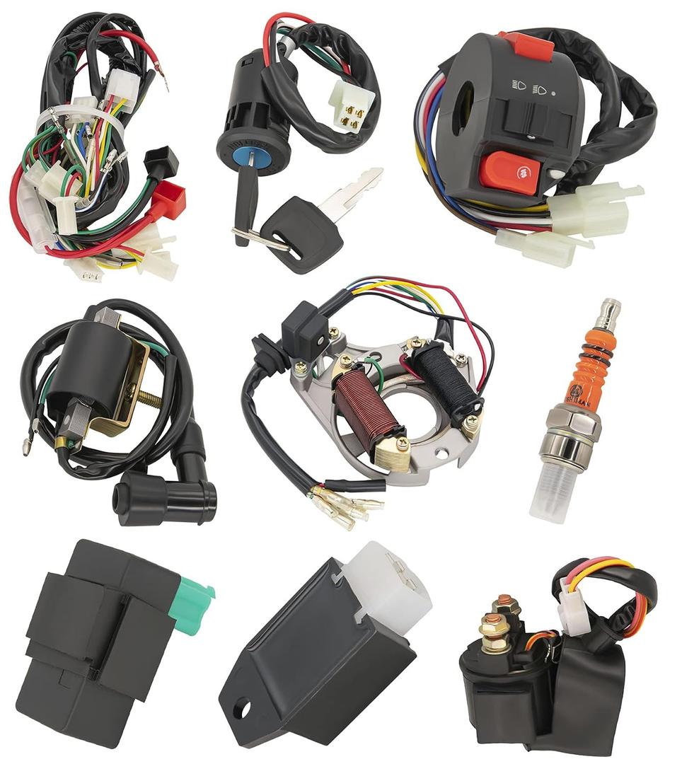Complete Wiring Harness Kit ATV Wire Harness for Taotao Chinese 4 Wheeler 50cc 70cc 110cc 125cc Pit Quad Dirt Bike Parts with Electrics Stator Coil CDI Solenoid Relay by BOOTOP PIN