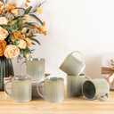 theterra Ceramic Coffee Mugs Set of 6, 14.2oz Handmade Coffee Cups with Handle for Latte, Tea, Milk, Beer, Hot Cocoa, Desert Sage