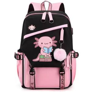 Axolotl Backpack Large Capacity Travel Backpack with USB Charging Port, Laptop Bag for Men & Women, Water-Resistant Multifunctional Daypack for Work, Outdoor