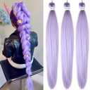 30 Inches Purple Braiding Hair Pre stretched Lavender Purple Flame Retardant Fiber Yaki Synthetic Kids Braiding Hair Extensions