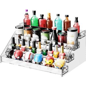 Acrylic 4-Tier Display Stand, Organizer, Storage Rack, Perfume, Spice, Figure, Cupcake, Card Display Stand, 12.2"x8.38"x6.22"