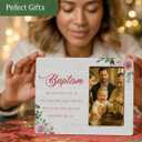 Baptism Gifts Picture Frame for Girls, Christening Gifts, Catholic Baby Gift Wooden Picture Frames (Pink)