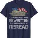 US Flag Constitution of the USA Needs To Be Reread T-Shirt, Size: L