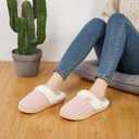 NineCiFun Women's Slip on Fuzzy Slippers Memory Foam House Slippers Outdoor Indoor Warm Plush Bedroom Shoes Scuff with Faux Fur Lining size 7-8 pink
