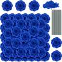 Yunlly 100 Pcs Artificial Flowers Fake Silk Roses Long Stem Rose Bouquet Wedding Party Home Decor for DIY Baby Shower Centerpieces Tables Home Decorations(Blue)