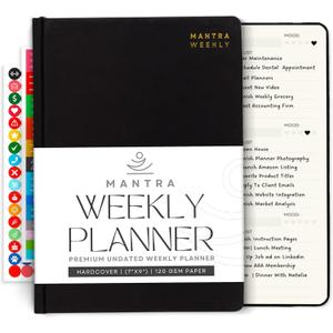 Mantra Planner 2026 Planner, Daily Journal & Gratitude Journal AllInOne with To Do List, Self Care Prompts & Habit Tracker 7 x 10,  Black