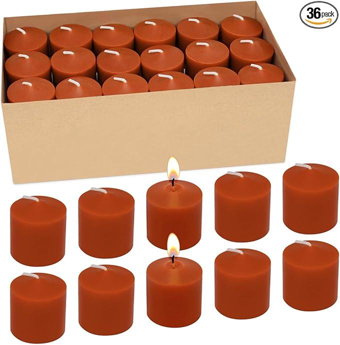 Mi Ka YIa 10 Hour Burgundy Votive Candles for Weddings Party Christmas and Emergency, Set of 36 Unscented Bulk Candles for Restaurants and Home Decoration