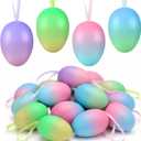 Seenelling 32 Pcs Easter Eggs Ornaments for Tree Multicolor Decorative Plastic Easter Egg Hanging Decorations DIY Crafts for Door Party Windows Table Decor Basket Bowl Fillers Table Centerpiece