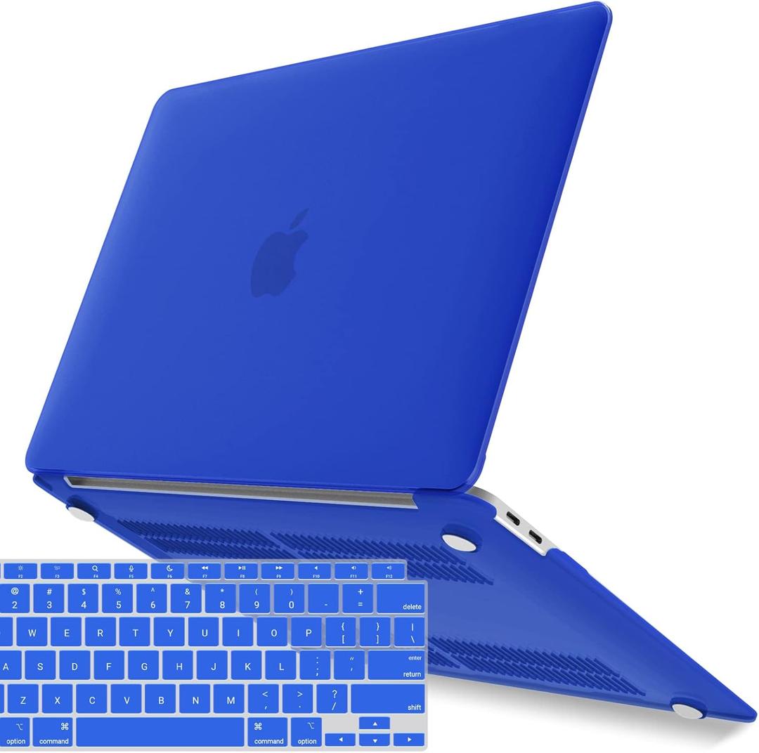 IBENZER Compatible with New MacBook Air 13 inch Case 2022 2021 2020 M1 A2337 A2179 A1932, Plastic Hard Shell Case with Keyboard Cover for Mac Retina Display with Touch ID, Royal Blue, MMA-T13RBL+1A