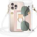 JOBEDE Clear Crossbody Purse Bag, Women Small Clear Clutch Purse Cute Transparent PVC Shoulder Purse Cellphone Bag for Women Cell Phone Bags Wallet Purse