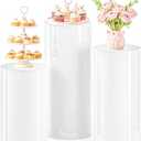 Cylinder Stands for Party 3Pcs White Round Pedestal Stand for Parties, Plinth Pillars for Wedding Birthday Party Baby Show Decor