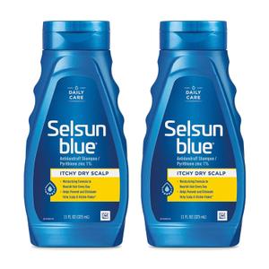 Selsun Blue Itchy Dry Scalp Anti-Dandruff Shampoo, 11 fl. oz., Extra-Hydrating Formula, Pyrithione Zinc 1% 2 pack