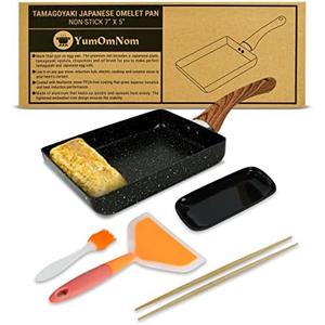 YumOmNom Tamagoyaki Pan – Japanese Nonstick Egg Cookware, Rectangle Frying Pan for Omelettes & Rolls – Kitchen Accessories (Without Lid)