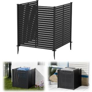 3 Panels Air Conditioner Fence, 47" W X 48" H No-Dig Outdoor Privacy Screen, Trash Can Enclosure, Pool Equipment Enclosure, Decorative Garden Fences for Patio Lawn, Black
