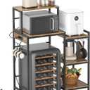 Multifunctional 6-Tier Mini Fridge & Microwave Stand with 2 AC/2 USB Outlets - Coffee Bar & Bakers Rack Storage Shelf, Mini Fridge Cabinet for Kitchen, Dorm, Living Room