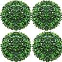 Hotop 4 Pcs 7 Inch Artificial Plant Topiary Ball 4 Layers Garden Spheres Boxwood Balls Artificial Topiaries Spheres Decorative Plants for Backyard, Balcony, Garden, Indoor Outdoor Decor(Green)