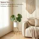 Plant Stand for Indoor Plants, Metal Planter Stand with Wooden Legs, White Flower Plant Pot Holder for Living Room, Office, Bedroom, Modern Home Decor
