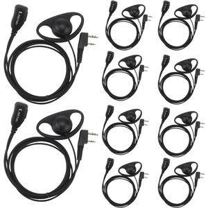 Case of 10,Walkie Talkie Earpiece with Mic 2 Pin D-Type Headset for Walkie-Talkie Compatible with Baofeng UV-5R BF-888S H-777 RT22 RT27 RT-5R Kenwood 2 Way Radios (10 Pack)