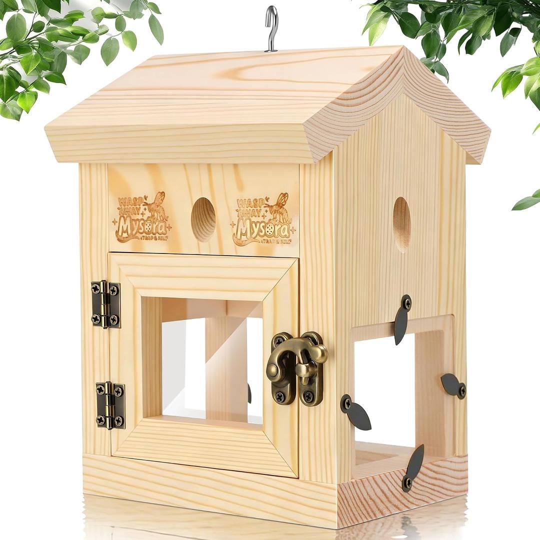 1 Pack Carpenter Bee Trap for Outside, 2 in 1 Catch & Release Wood Boring Bee Traps, Transparent Acrylic Viewing Chamber, Outdoor Hanging Pest Control for Garden, Yard (A Frame Roof)