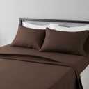 Amazon Basics Luxury, Breathable Microfiber 4 Piece Bed Sheet Set with 14-Inch Deep Pockets, King, Chocolate, Solid