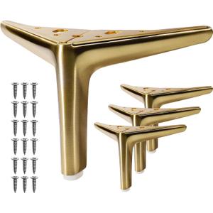 VEHCIL 4.7-inch Brushed Gold Furniture Legs, Legs for Furniture Set of 4 Modern Furniture Feet Metal Table Legs for Cabinet Sofa Couch Chair Bed Dresser Wardrobe Risers DIY Replacement