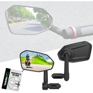 RBRL Bicycle Mirror, Extra Large Bike Mirror, 360 Adjustable Shatterproof and Durable Bar End Rear View Mirror Bi, Bicycle Side Mirror for E-Bike (Set) (pair)