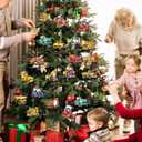 Pinkunn 36 Pcs Christmas Vehicle Wood Ornaments Set Transportation Hanging Ornaments Gifts for Tree Decor (Construction Vehicles)