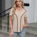 BMJL Womens Blouses Dressy Casual Short Sleeve Shirts Work Business Outfit Trendy Summer Tops (White, L)