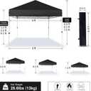 Pop Up Canopy 8X8 FT,Portable Sun Instant Shelter w/Backpack Bag,Waterproof,Adjustable Straight Leg Heights Canopies,Outdoor Tents for Parties,Camping,Commercial Event,Black