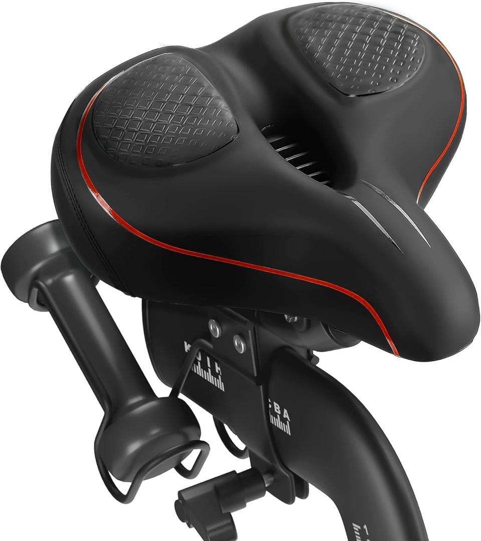 Oversized Bike Seat for Peloton Bike & Bike+, Comfort Seat Cushion Compatible with Peloton, Road or Exercise Bikes, Bicycle Wide Saddle Replacement for Men & Women, Accessories for Peloton (Red)