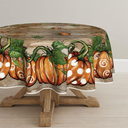 Horaldaily Fall Tablecloth 9090 Inch Round, Thanksgiving Autumn Harvest Pumpkin Mushroom Black Buffalo Plaid Table Cover for Party Picnic Dinner Decor