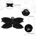 2 Pcs White Black Cute Claw Clips, Fancy Metal Cute Hair Bows for Women Girl Satin, Cashew Christmas Bow Claw Clips Cute Non-Slip, Christmas Flat Large Butterfly Bow Hair Clips for Women Styling