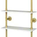 Industrial Gold Bookshelf-6 Tier Wall Mounted Ladder Bookshelf, Rustic Gold Storage Book Shelves Display Bookcases for Living Room/Home/Office