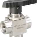 3 Way Ball Valve 3/8" NPT Reduce port 5mm Stainless Steel L Port Instrument Fitting panel mount