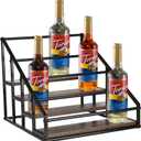 Coffee Syrup Organizer Rack, Liquor Bottle Display Shelf, Spice Racks, 4-Tier 16 Syrup Bottles Holder Stand for Coffee Bar Kitchen Small Wine Rack for Bar Family Storage for Syrup Wine Dressing
