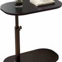 C Shaped Side Table,Adjustable Height C Table End Table for Couch,360Swivel Couch Side Tables Slide Laptop Desk for Sofa/Bed/Bathtub/Rotating Tabletop (Black)