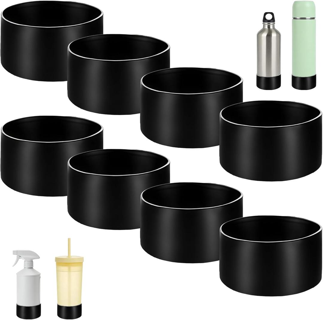 8 Pieces Protective Silicone Sleeve Bottom, Washable Rubber Bottom Base Accessories, Silicone Sleeve for Glass Bottle for 16 Oz Spray Bottles, 12 to 24 Oz Water Bottles