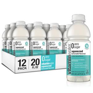 vitaminwater Zero Sugar Squeezed Lemonade Nutrient Enhanced Flavored Water Beverage, 20 fl oz Bottles, 12 pack
